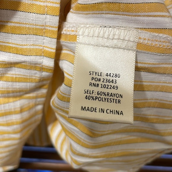 Skies Are Blue Yellow & White Striped Smocked Peplum Top - Picture 8 of 9